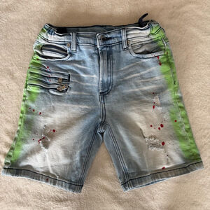 Boys Rockstar Denim Shorts Size 10 Blue Green